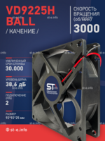 Вентилятор  VD 9225H Ball (качения) 12V, 3000 об.мин, 0,3А - st-e.info - Ковров